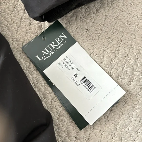 Ralph Lauren Black Women's Puffer Jacket Faux Fur Hood Sz S Small $340 - Picture 4 of 8